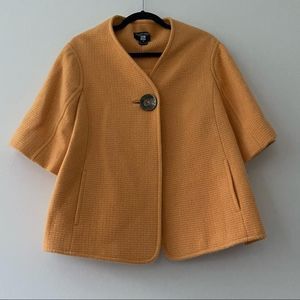 Ellen Tracy Ocher Yellow Wool Blend One Button Knit Coat